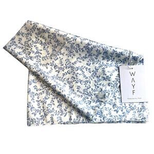 WAYF White & Blue Cornflower Vines Silk Scarf, NWT!